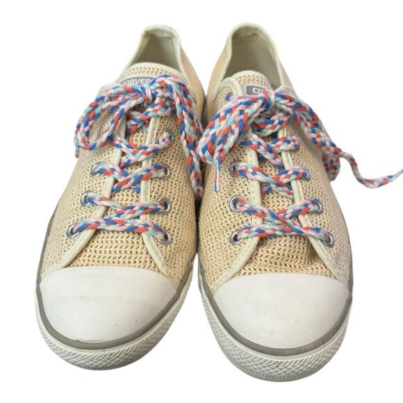 Converse All Star Women's Driftwood Beige Cloth Perforated Low Top Sneakers 9 - Picture 4 of 6